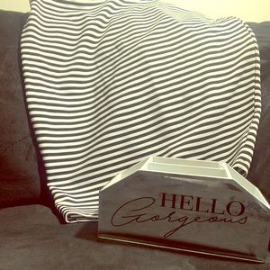 Black and white striped skirt